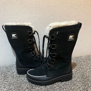 SOREL Women's Black Fur-Lined Winter Snow Boots